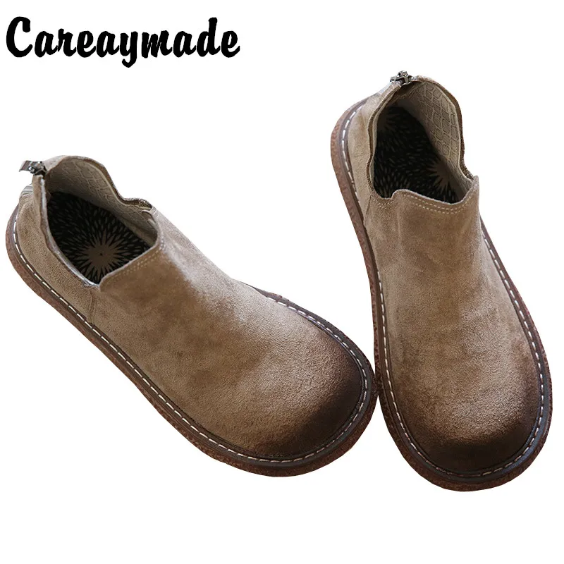 Careaymade-Women\'s literature art retro Imitation suede thick soled big head shoes handmade comfortable doll shoes warm shoes