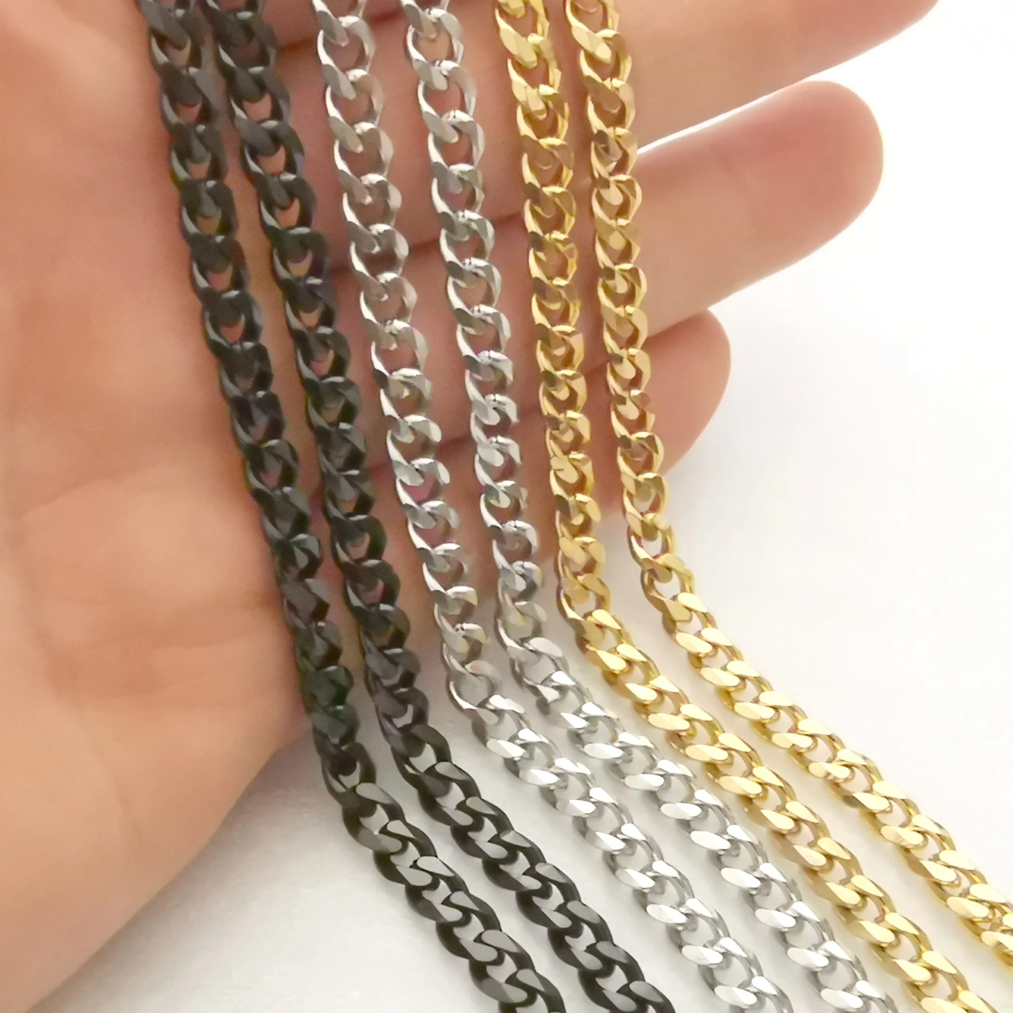 

5meter/Lot in bulk thin 5mm Smooth Curb Link Chain Stainless Steel Fashion Jewelry Finding Chain DIY Necklace bracelet Marking