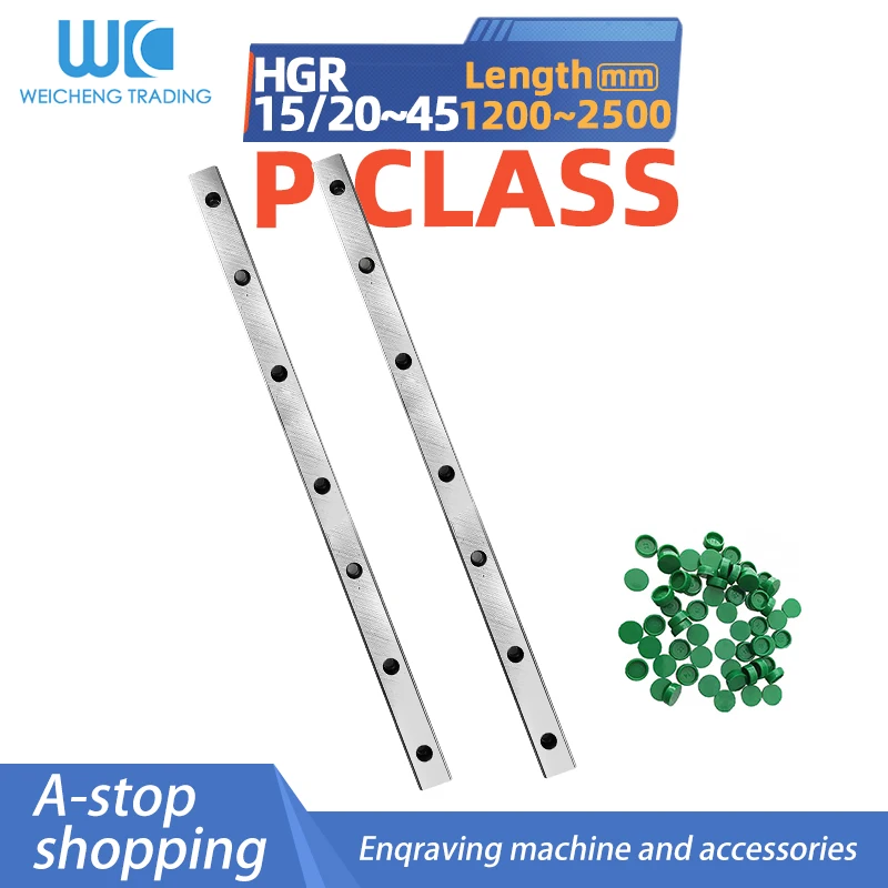 2pcs 1200mm-2500mm P Class HGR15 HGR20 HGR25 HGR30 HGR35 HGR45 Square Linear Guide Rail For Slide Carriages CNC Router Engraving