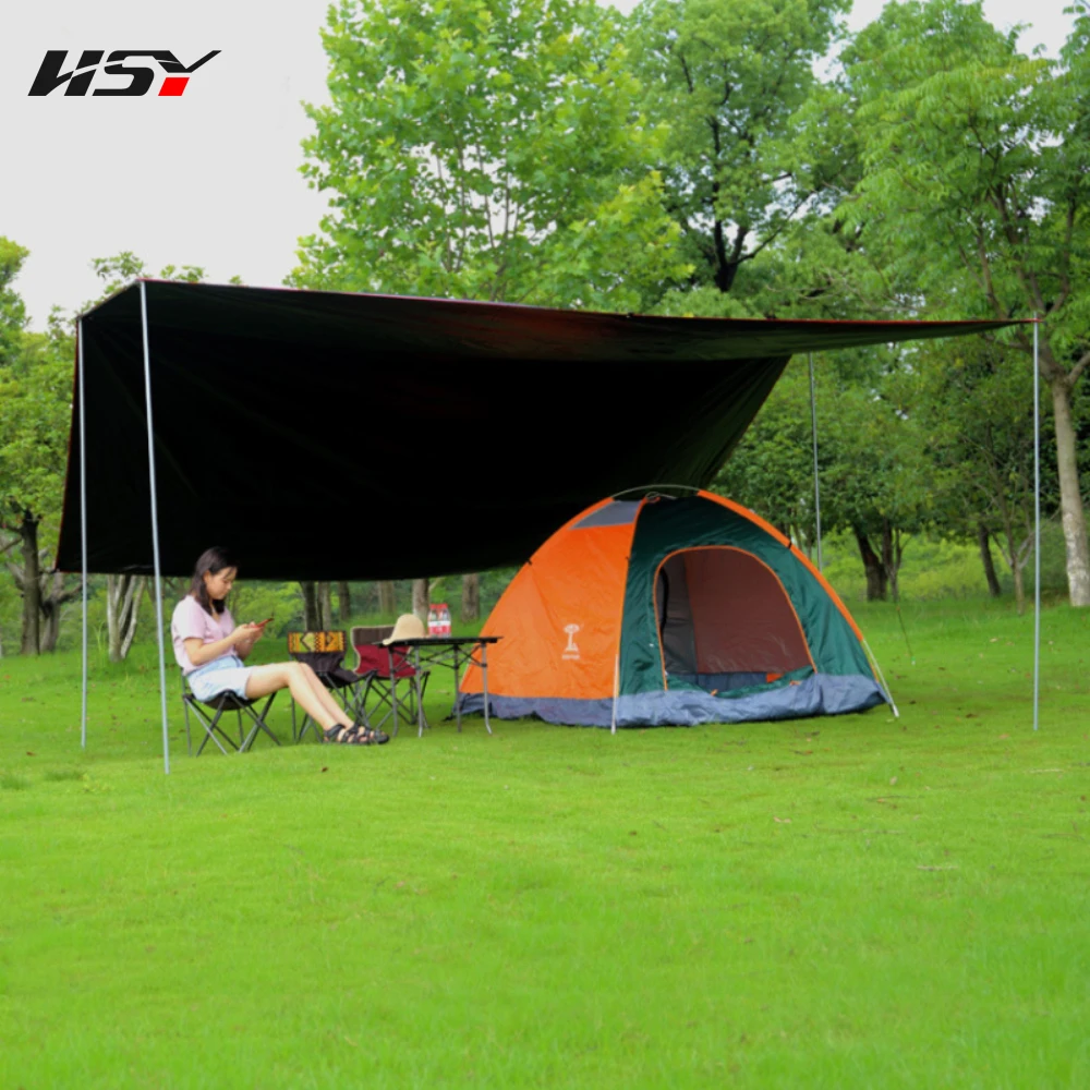 Imagem -04 - sem Pólos Ultraleve Outdoor Camping Tarp Survival Sun Shelter Revestimento Preto Pergola Tenda Toldo 6x 4.4m