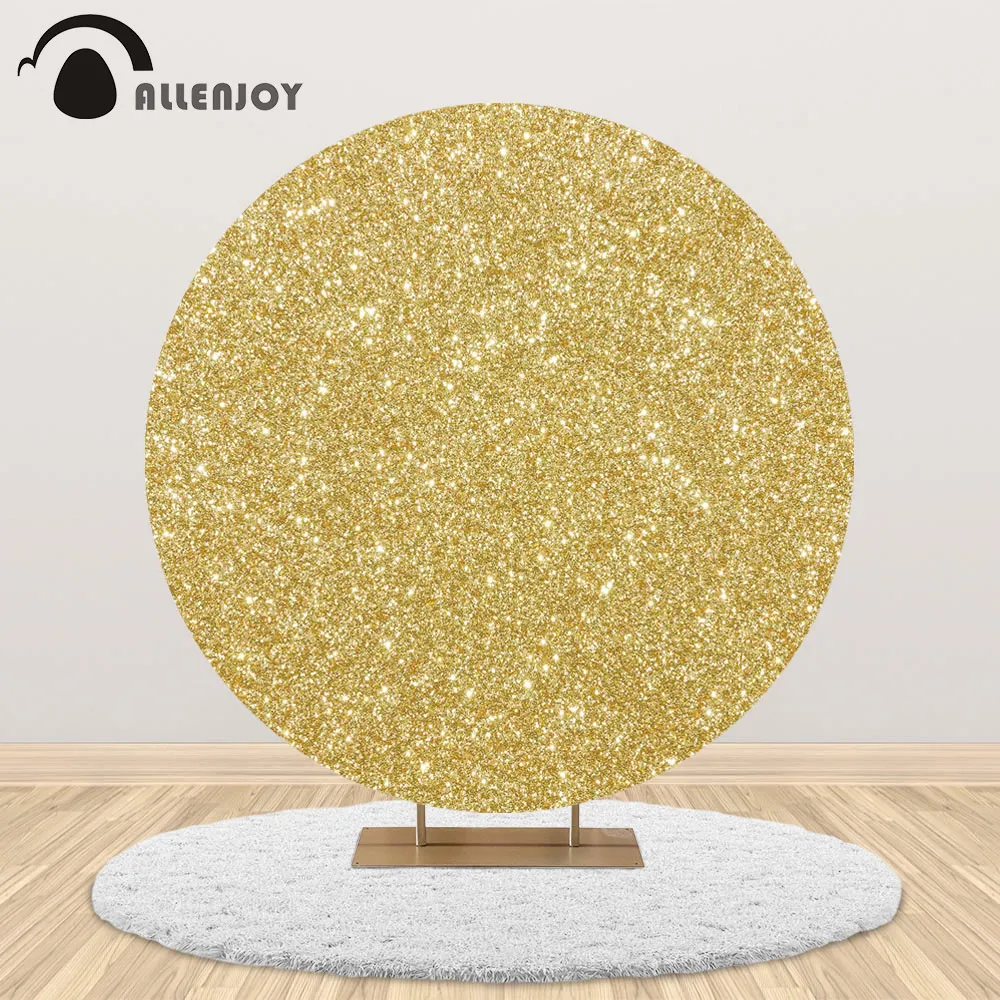 

Allenjoy Golden Round Circle Backdrop Covers Birthday Baby Newborn Party Wedding Background Photocall Wallpaper Home Decoration