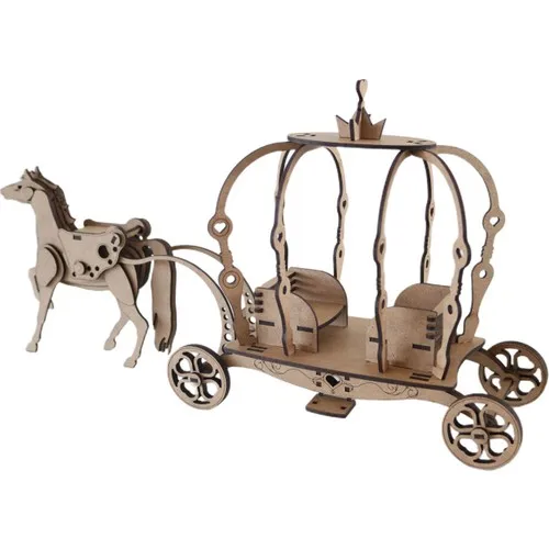 3D Exhibition 3D Wooden Puzzle Princess Horse Car 85 Piece