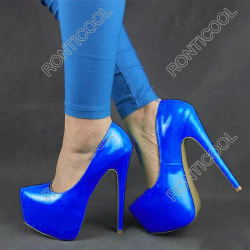 Ronticool Classics Women Pumps Sexy Stiletto Heels Round Toe Gorgeous 9 Colors Night Club Wear Shoes Women US Plus Size 5-15