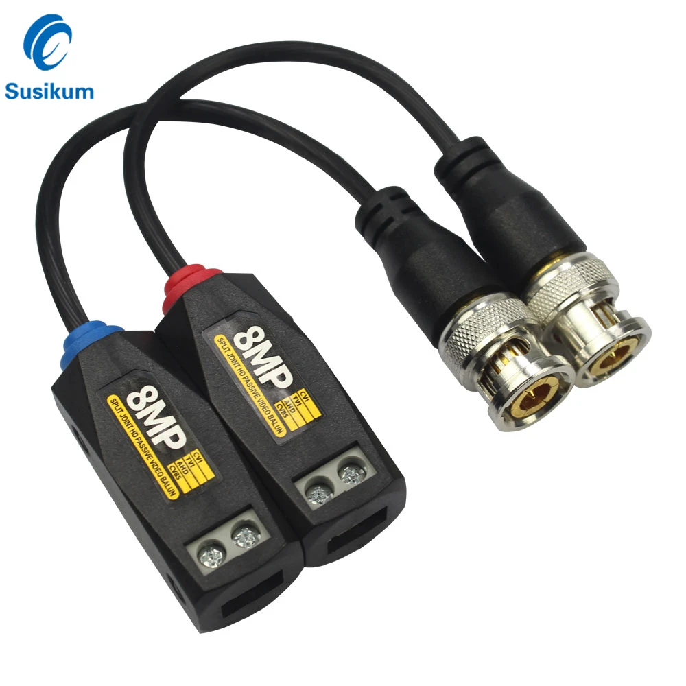 Transceptor de tornillo coaxial empalmado para cámara analógica 4K AHD CVI TVI, 8MP HD BNC Video Balun CCTV par trenzado pasivo