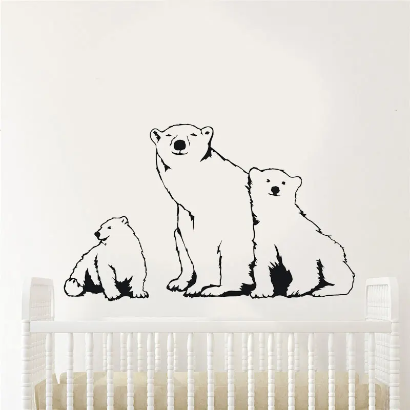 

Polar Bear Family Wall Stickers Vinyl Home Decor For Kids Room Bedroom Nursery Cartoon Animal Decals Wallpaper Removable 3B40