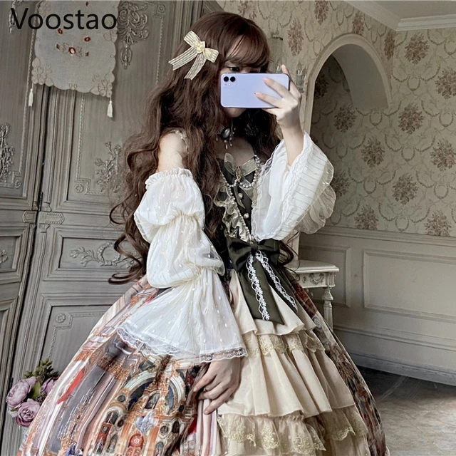 Vintage Victorian Elegant Lolita Princess Jsk Dress Women Sweet Lace Bow Sleeveless Party Dresses Girls Chic Wedding Vestidos AliExpress