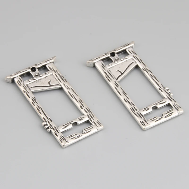 10pcs Silver Color 37x22mm Creepy Guillotine Charms Halloween Gifts Pendant Fit DIY Gothic Jewelry Making Handcrafted Accessorie