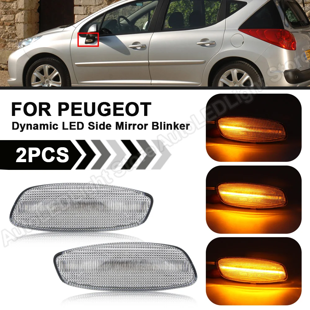 

2Pc LED Side Mirror Blinker Indicator Light For Peugeot 207 308 3008 5008 RCZ Dynamic Flashing LED Turn Signal Lamp For Citroen