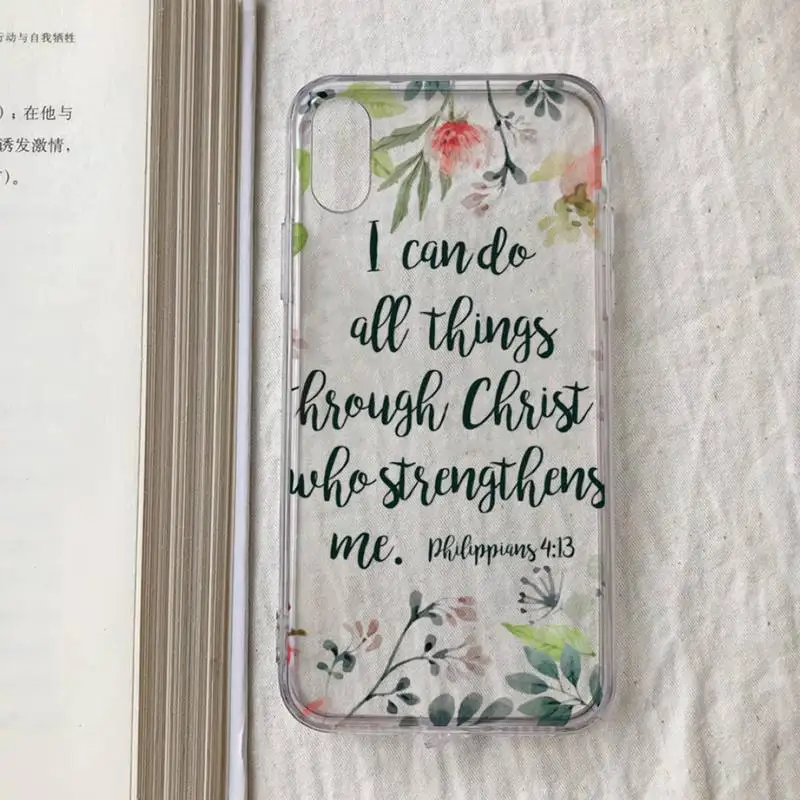 Bible Verse Philippians Jesus Christ Christian Phone Case for iPhone 11 12 13 mini pro XS MAX 8 7 6 6S Plus X 5S SE 2020 XR case