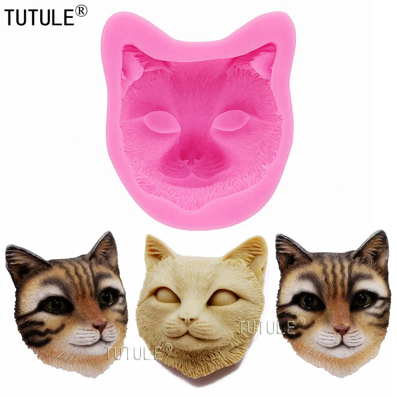 Cat Head Silicone Hair Brush Chocolate Soap Cake, Wax Jelly Candle Mold, Uv Epoxy Resin Clay Gypsum Mould - Polymer Flexible Mol