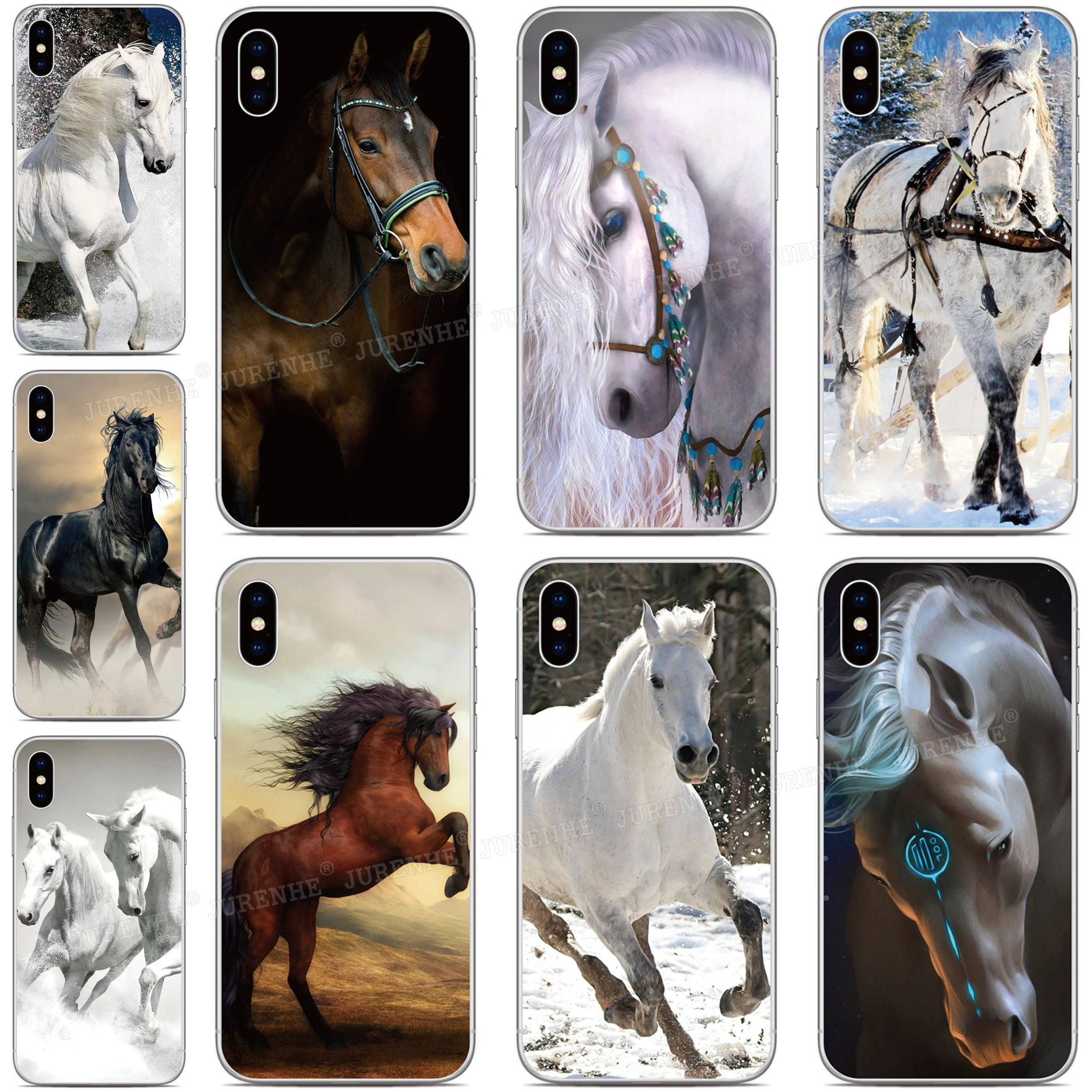 Silicone Black White Horse Phone Case For Vodafone Smart V11 V10 N10 V8 X9 N8 N9 Lite C9 E8 E9 Prime 6 7 Back Protective Cover