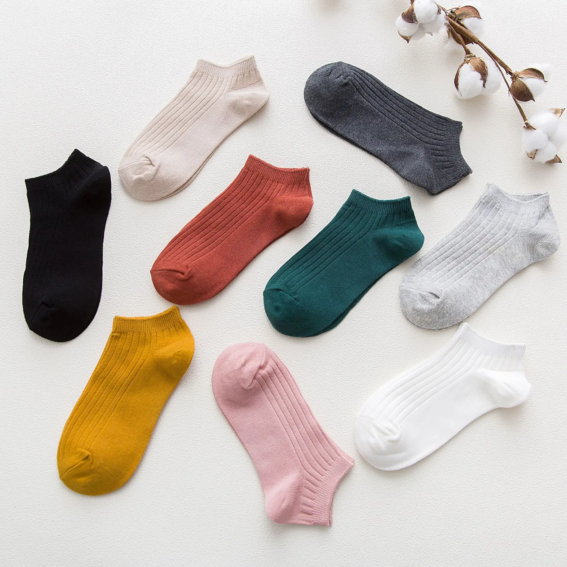 5 Pairs Women Socks Breathable Sports Socks Solid Color Boat Socks Girls Casual Comfortable Cotton Ankle Socks Wholesale