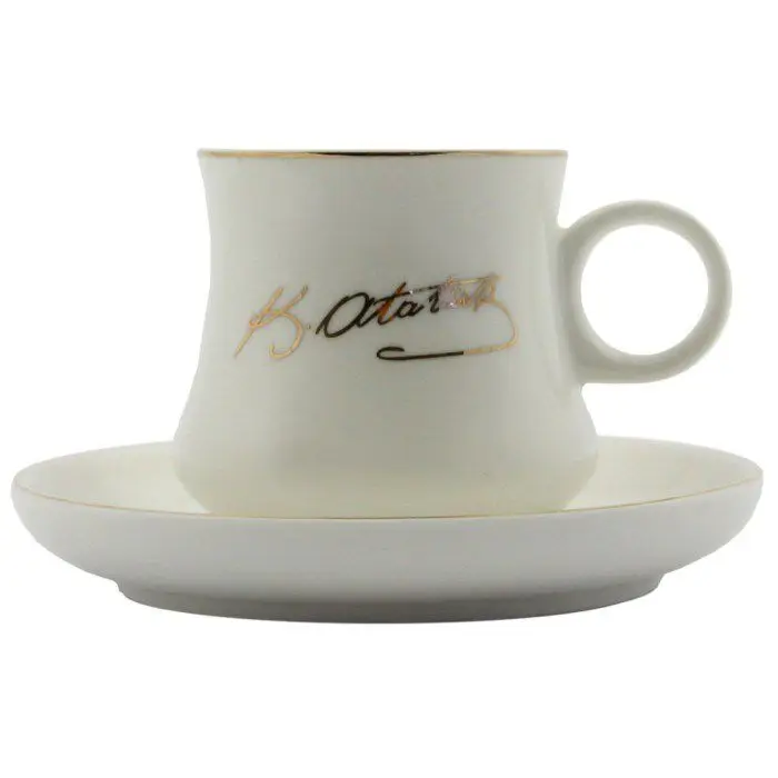 

DOLBOVI Ataturk Signed Two Personality Cup Pad. Ms Morry Dual Set Porcelain mug кружка coffee cup cup