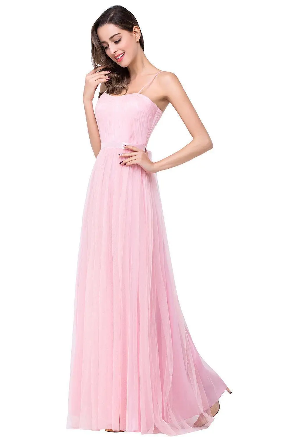 In Stock New Elegant Long Chiffon Evening Dresses Chiffon Formal Party Gown Cheap Dresses Robe De Soiree Longue