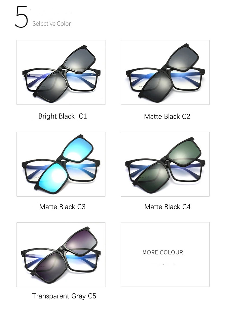 YIMARUILI Multifunktions-Sonnenbrille mit optischer Sehstärke, magnetische Clip-on-Sonnenbrille für Herren, Anti-Ultraviolett-Fahrbrille 2126 – Detail 7