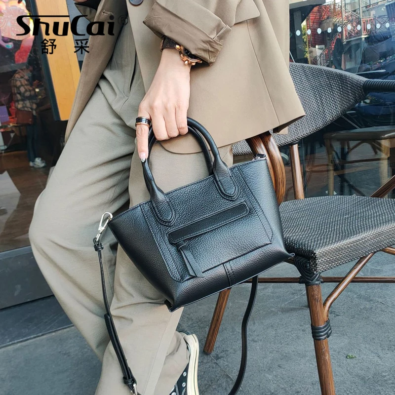 Genuine Leather Handbag Elegant Fashion Tassel Female Shoulder Bag Large Capacity Simple Casual Women Crossbody Bag New