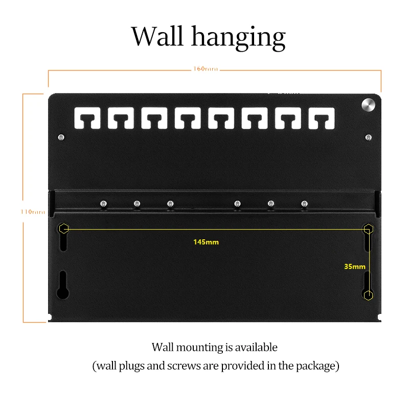 Mini Desktop CAT6A Cat6 8 12 Port Patch Panel Full Shielded Available For Wall Mounting (Incl. Hanging Screw Holes)