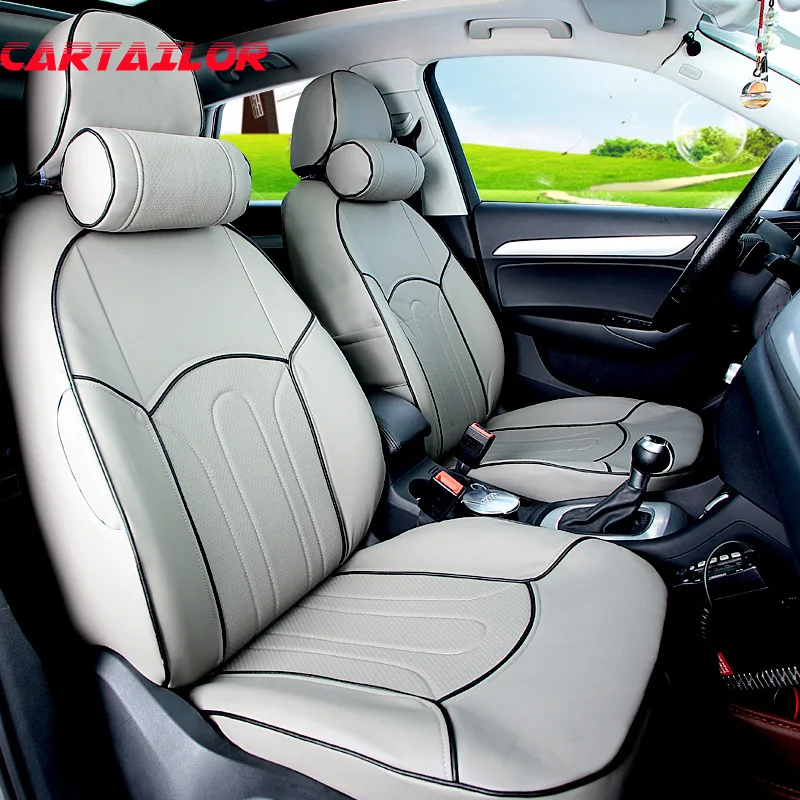 CARTAILOR New PU Leather Cover Seats Protector for Volkswagen VW UP Car Seat Cover Set Ventilated Seat Covers & Supports Black