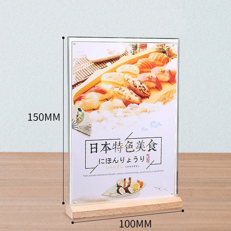 20pcs/lot Wood base Acrylic Product Price Tag Display Stand Transparent Screws Advertising Europe High-end Fashion Picture Frame