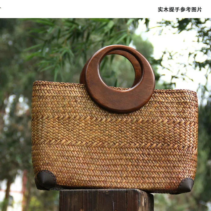 One Pair Wooden Handle Obag DIY Bag Parts And Accessories Round Ring Wood Hanger O Shape Torus Bag Handle Wholesale