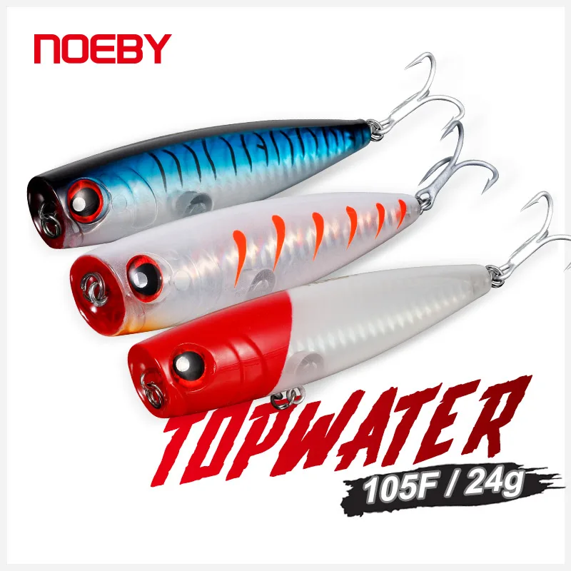 NOEBY 3Pcs Popper Fishing Lures 105mm 24g Topwater Wobblers Artificial Hard Bait Accessories Saltwater Freshwater Fishing Lure