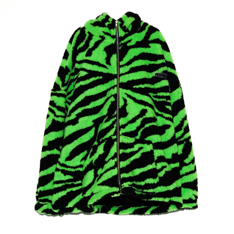 zebra green teddy fur  clothes women