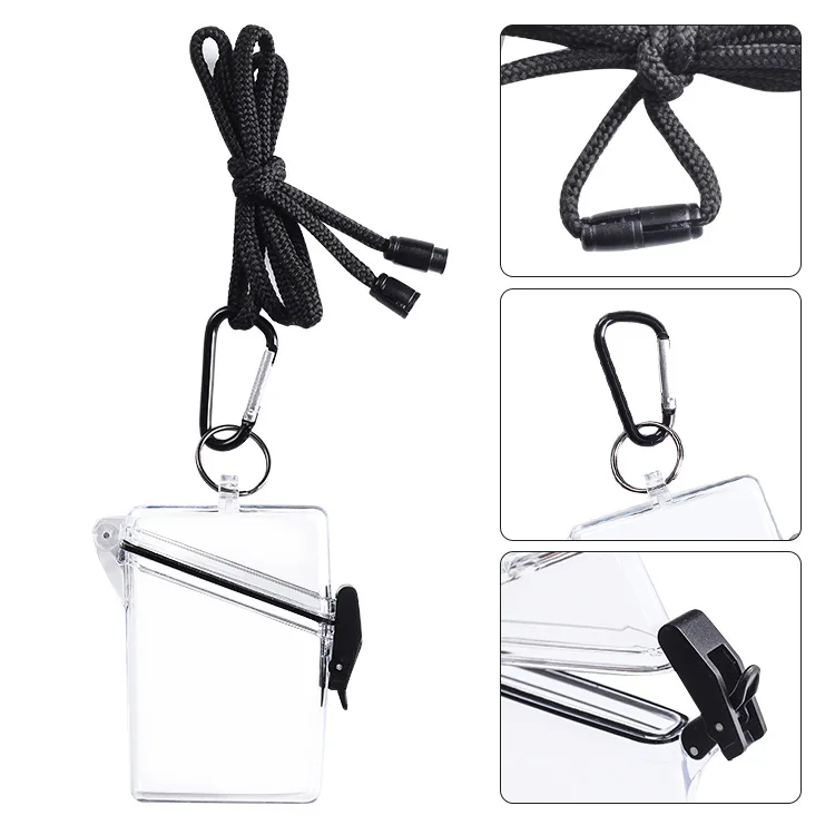 

Ins Transparent Plastic Cigarette Case Box with Lanyard Chain Fashion Hard Shell Waterproof Business Card Case Storage Case