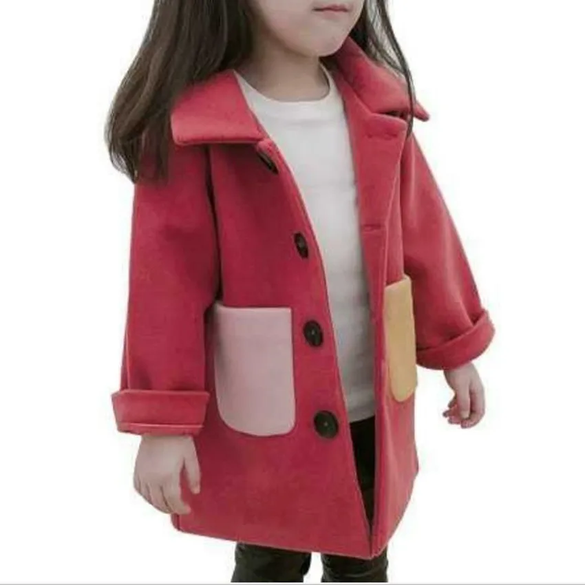 

Baby Girl Woolen coat single Breasted Warm Infant Toddle Lapel Autumn Winter Baby Outwear