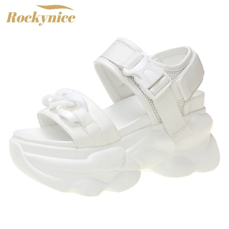 2022 Summer Wedges Sandals 9cm Ladies Beach Slippers High Heel Sandals Women Casual Shoes Platform Chunky Shoes Sandalias Mujer