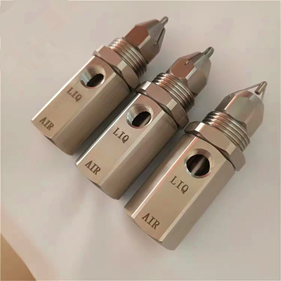 Air Atomizer Spray Nozzle Ultrasonic Nozzle Dry Fog Super Fine Mist Air Atomizing Nozzle 304 Stainless Steel Dust Removal Nozzle