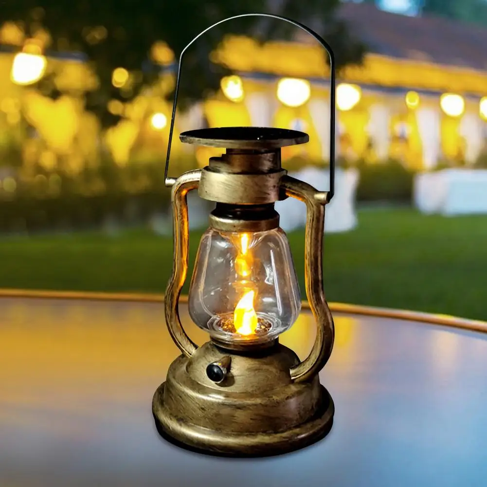 Solar Light Rechargeable Handheld Safe Sensitive LED Floodlight Retro Warm Color Lamp Suspended Storm Light