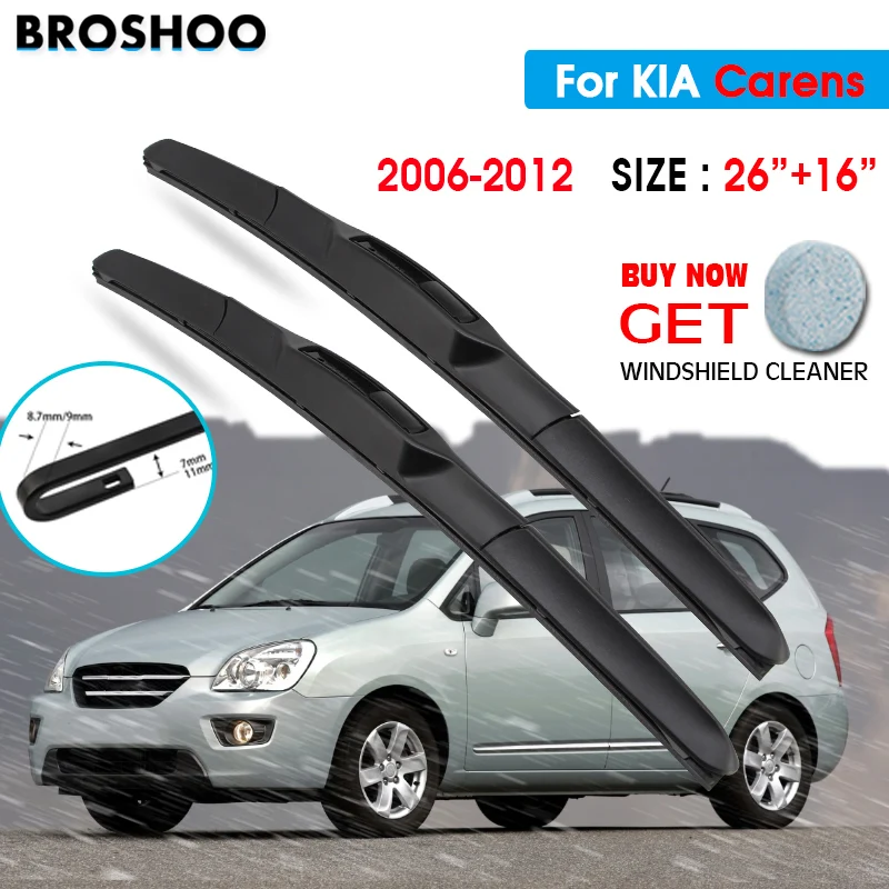 

Car Wiper Blade For KIA Carens 26"+16" 2006-2012 Atuo Windscreen Windshield Wipers Blades Window Wash Fit U Hook Arms