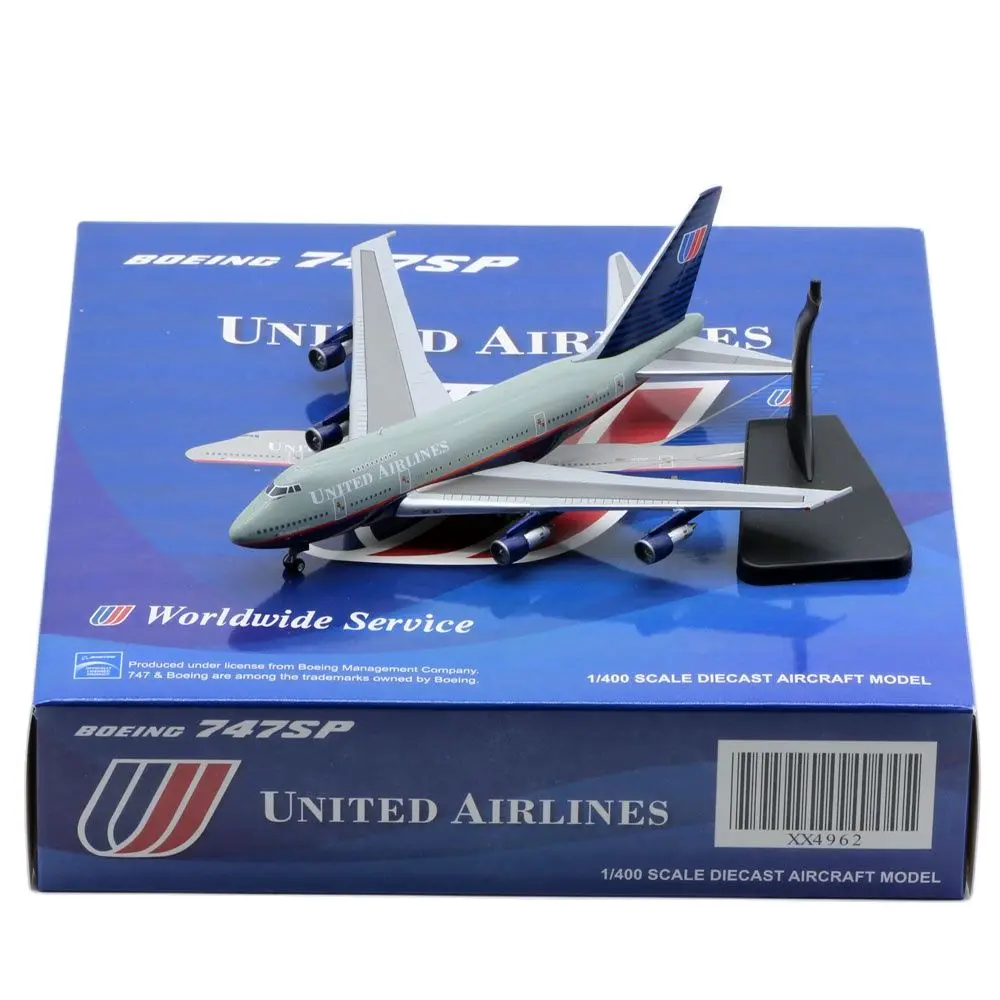 

1:400 Alloy Collectible Plane United Airlines XX4962 JC Wings Boeing B747SP Diecast Aircraft JET Model Reg#N145UA With Stand