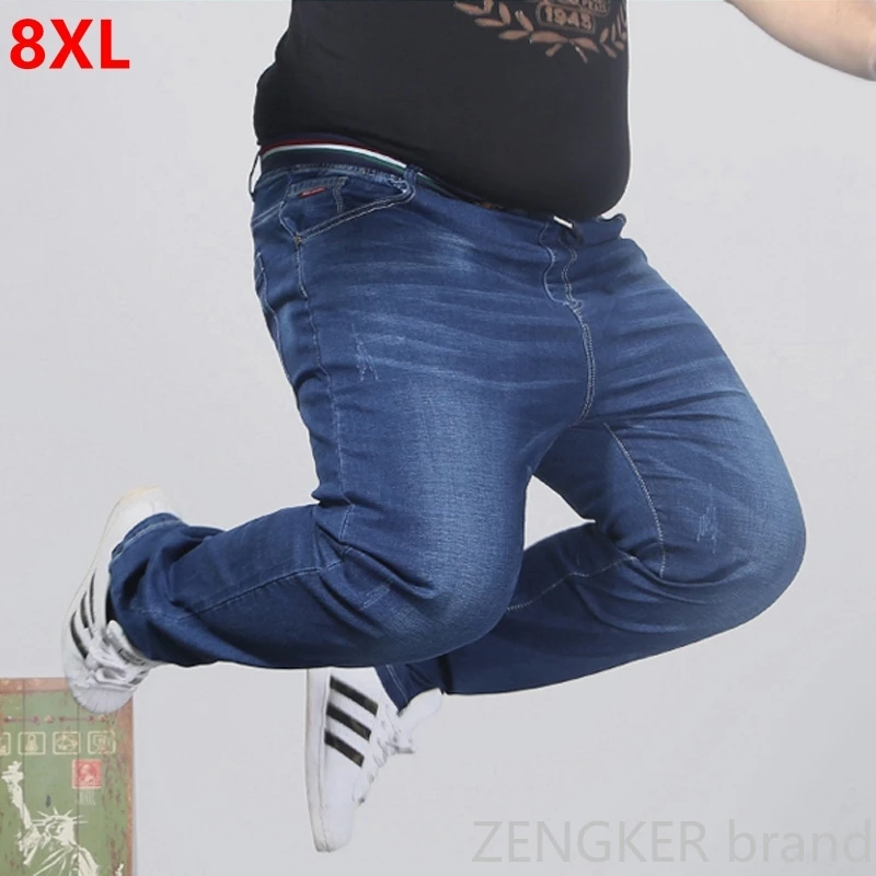 

Men's Elasticated Waist Stretch Jeans, Plus Size, Loose, Big Man Trousers, 2x-8x Big Yards