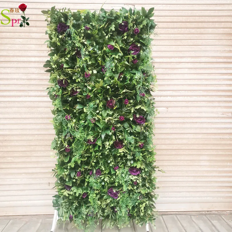 

SPR Purple Green Grass Flower Wall For Wedding Backdrop Roll Up Fabric