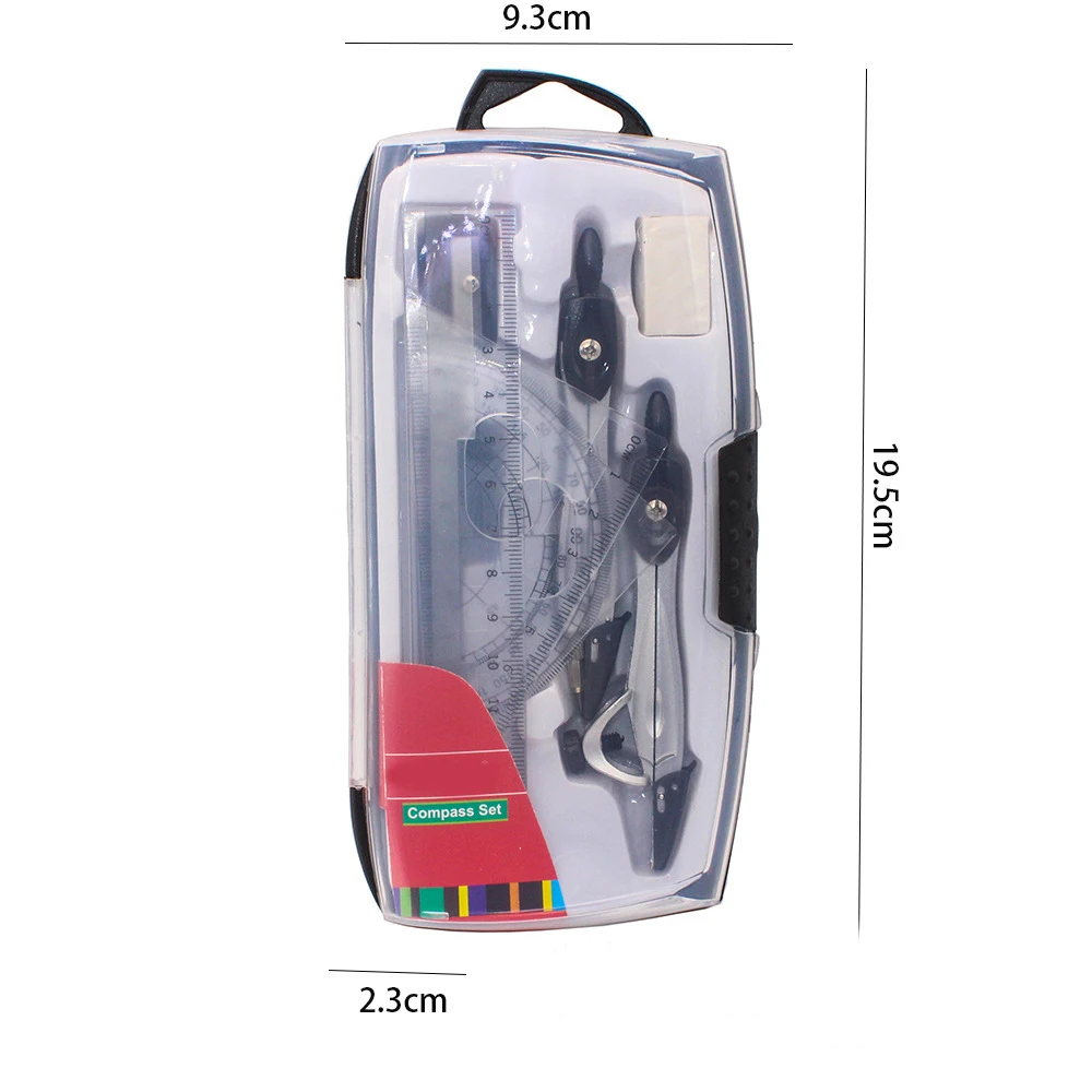 10pcs Geometry Kit Geometry Protractor for Drawing Eraser Compasses Set Math Eraser Ruler For Students