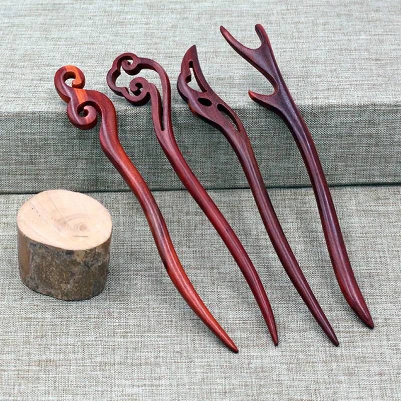 Vintage Women Hair Chopstick Invisible Hair Stick Handmade Carved Wood Hairpins Ethnic Hair pin Hairpins Jewelry Accessories