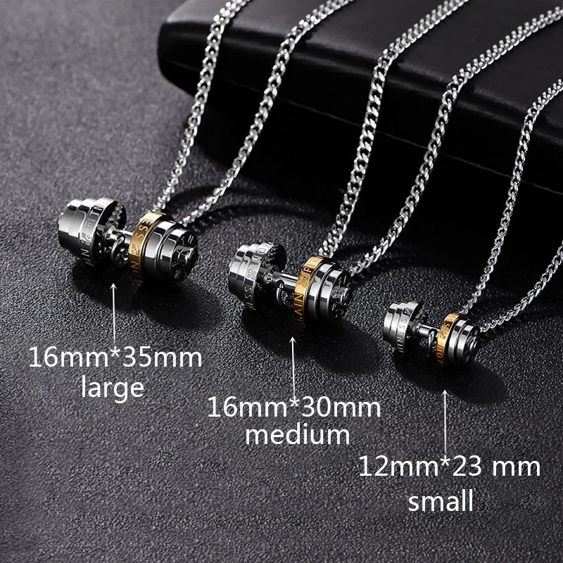 Stainless Steel Necklace Gym Barbell Necklace Mens Wholesale Jewelry on the neck Fashionable Couple Pendan With A Barbell