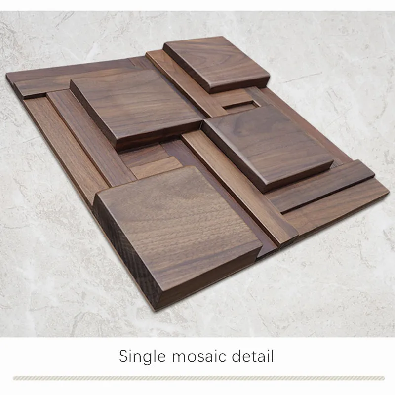 6pcs/Box Black Walnut Log Solid Wood Mosaic Tile Large Square Mosaic Sofa TV Background Wall Decoration