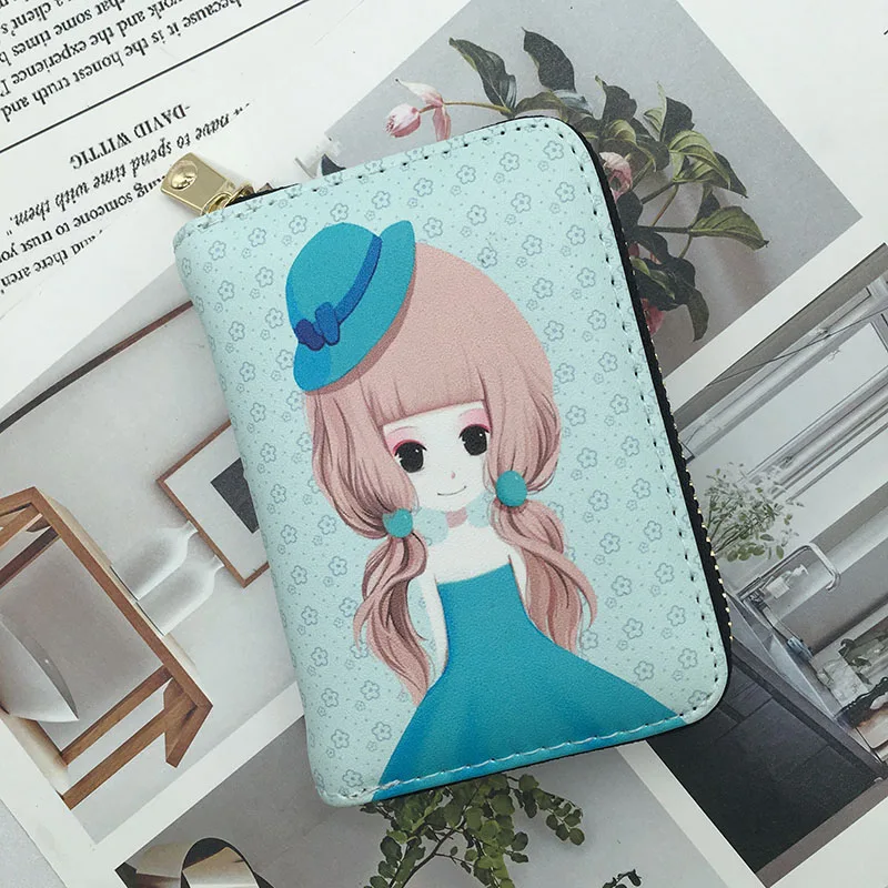 Dompet Mini Tempat Kartu Identitas Wanita Fashion Dompet Klip Uang Kecil Lucu Kualitas Tinggi Kulit PU Dompet Pendek Koin Anime