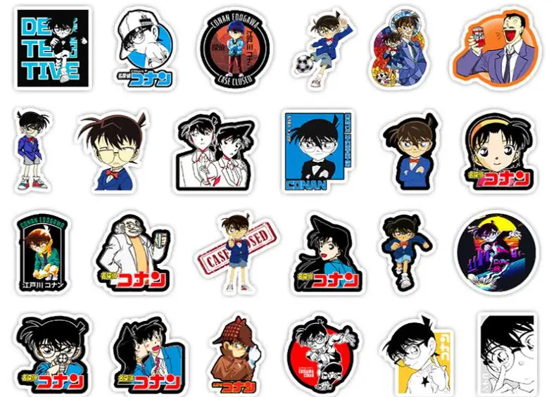 10/30/50pcs Anime Detective Conan Graffiti Diy Car Bike Skateboard Travel Suitcase Phone Laptop Luggage Stickers Cute Kids