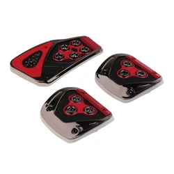 3X Universal Non-Slip Accelerator Brake Clutch Foot Pedals Pads Covers for MT Manual Transmission Car - Red