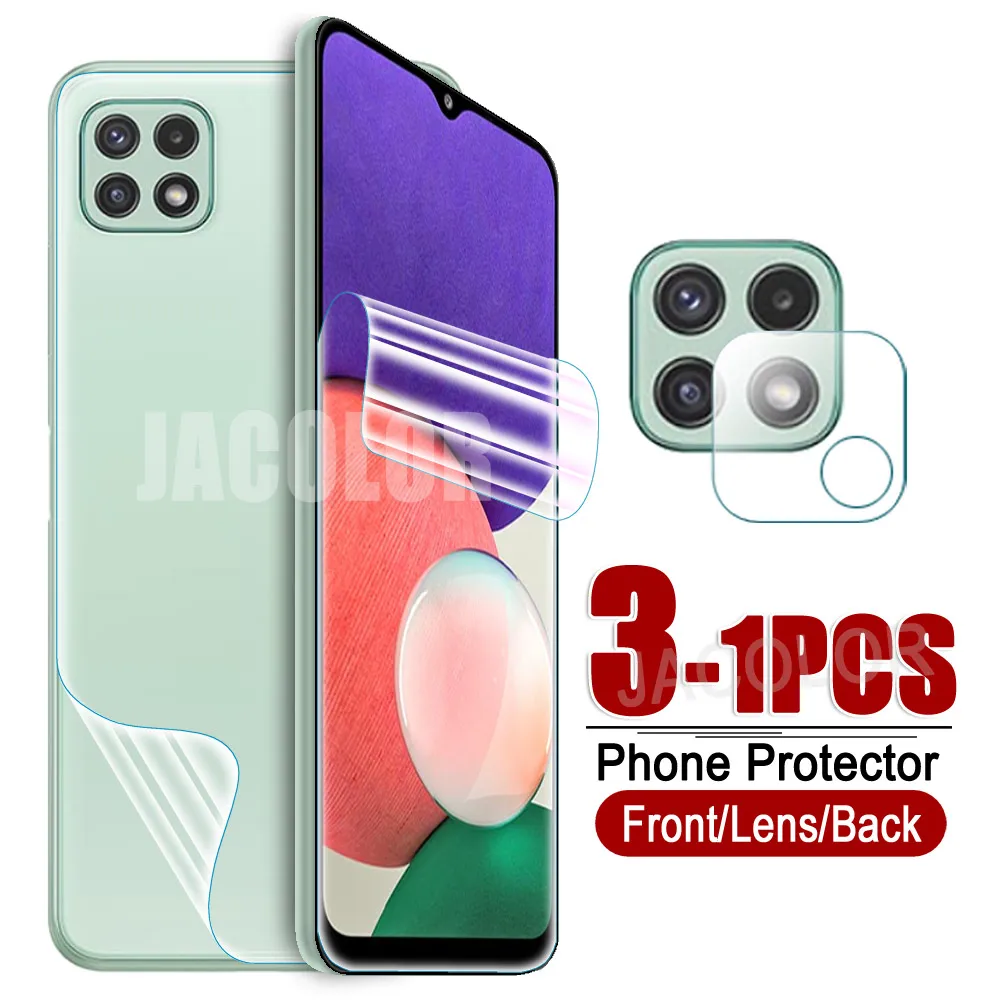 هيدروجيل فيلم لسامسونج غالاكسي A22 A12 A02S A03S حامي الشاشة/الغطاء الخلفي لينة فيلم/كاميرا الزجاج A 22 03S جل فيم غطاء كامل