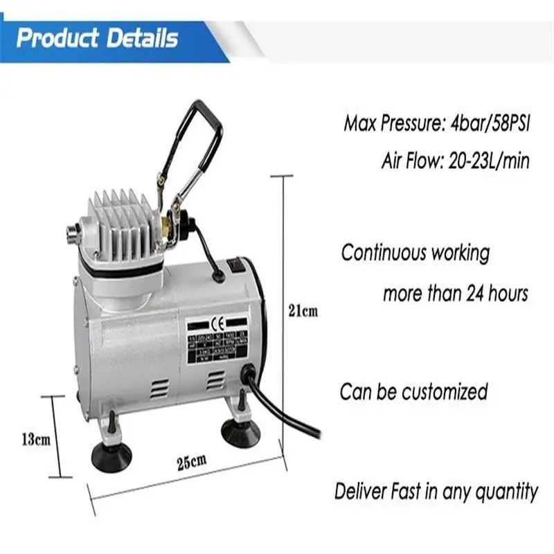 Air Compressor Power Tools  Convenient Airbrush Professional Gravity Feeding Double Action Piston AC-18 Series Air Compressor