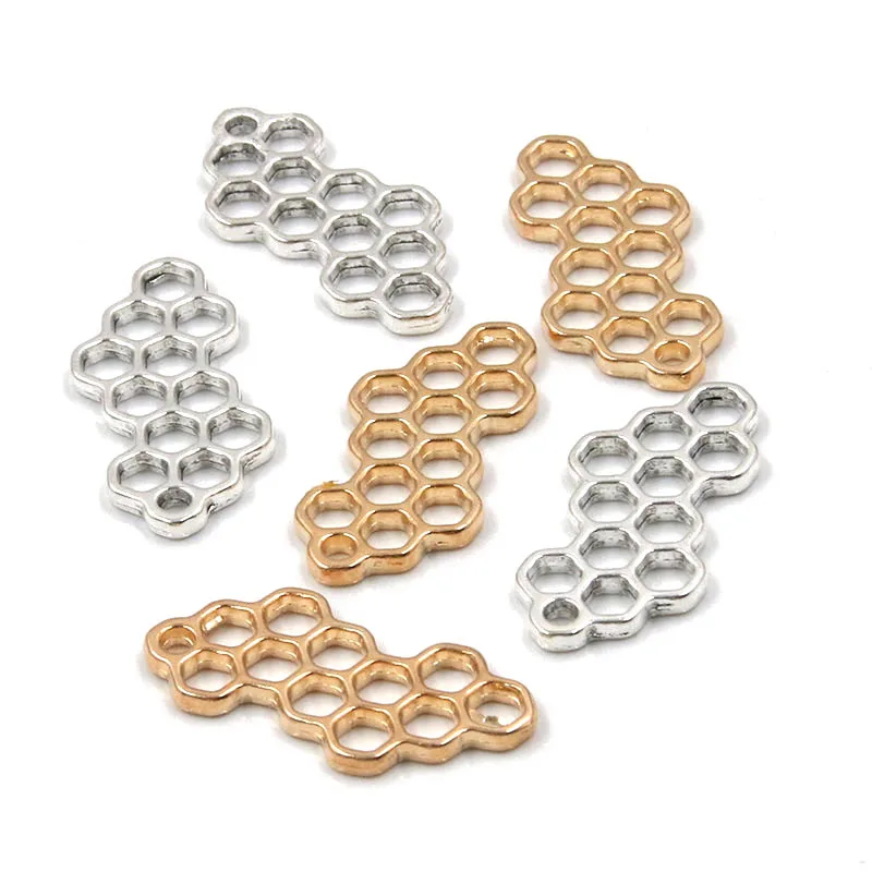 10PCS 16X31MM KC Gold 2 Color Bee Hive Honeycomb Charms Pendants For DIY Earrings Necklace Jewelry Making Accessories