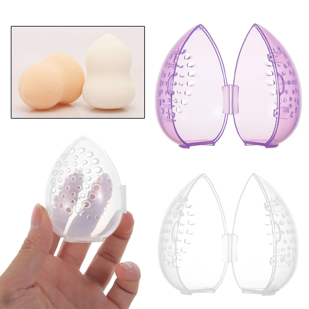 Hot!1PC Beauty Sponge Stand Storage Case Makeup Blender Puff Holder Empty Cosmetic Egg Shaped Rack Transparent Puffs Drying Box