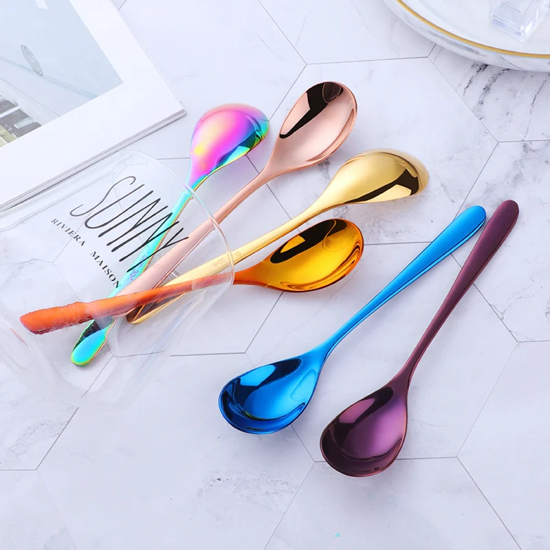 Stainless Steel Tea Spoons Short Coffee Spoon Creative Gold Mini Spoon Dessert Ice Cream Scoop Dinnerware Set for Party