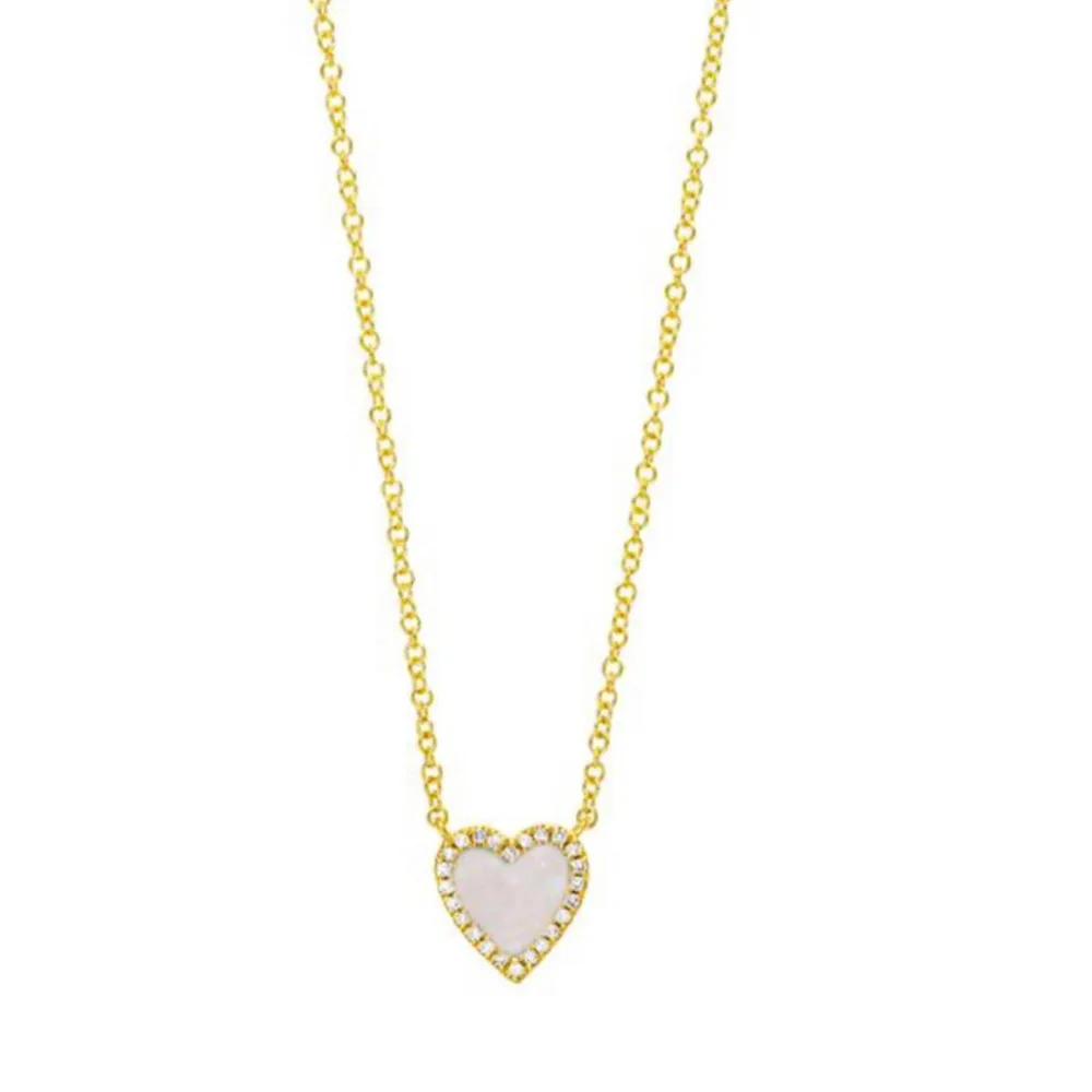 HIBRIDE Gorgeous Heart Shape Four Colors Charms Cubic Zirconia Chain Tennis Necklace for Women Engagement Party Jewelry P71