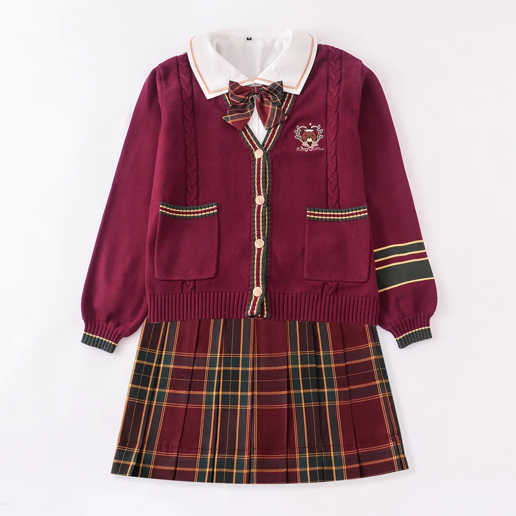 [Hawthorn] jk uniforme escolar verão vermelho xadrez saias para meninas curto/longo cintura alta plissado saias das mulheres vestido estudantes roupas