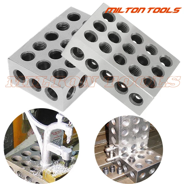 2pcs Hardened Steel 1-2-3" Blocks 0.0001" Precision Matched Machinist 123 Milling Tool 23 Holes 25-50-75mm block gauge